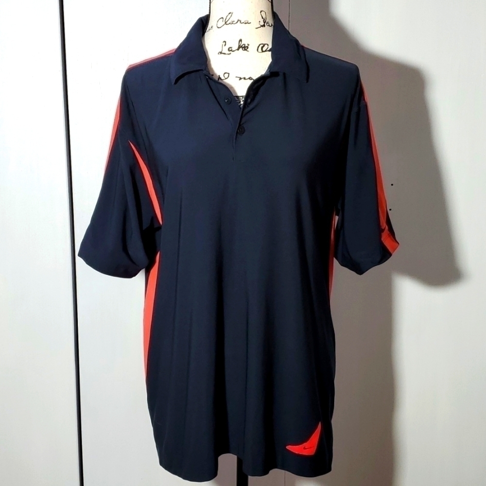 Nike Golf |Dri-Fit Performance Polo Black/ Bright Coral Preppy Golf Sz.M